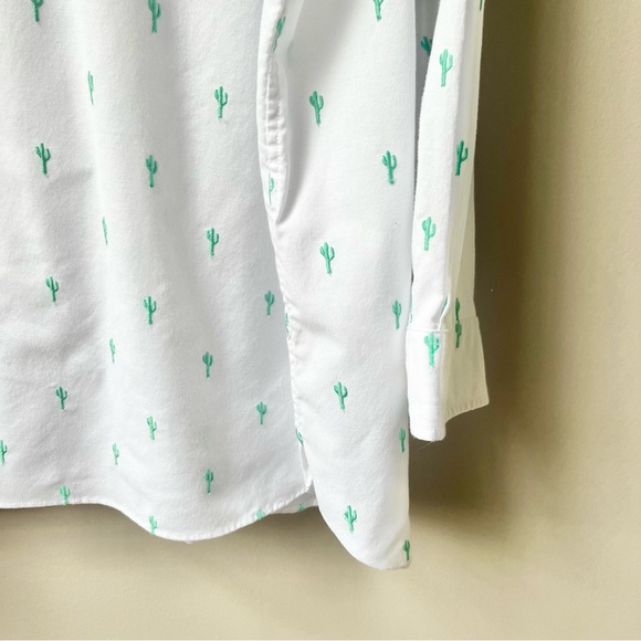 Lands' End Embroidered Cactus Shirt Women’s Size 2X (20W–22W) White Green Desert - Picture 10 of 12